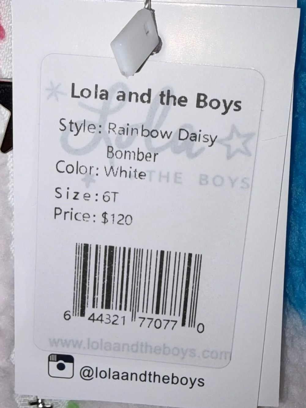 Lola and the Boys Rainbow Daisy Bomber Jacket girls Sz 6 fuzzy floral NWT